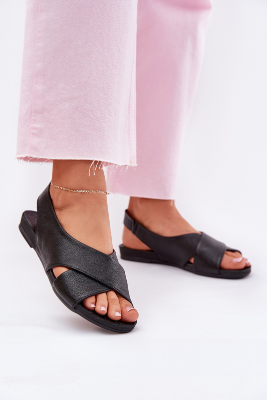 Dámské kožené sandály černé Zazoo 40407 40