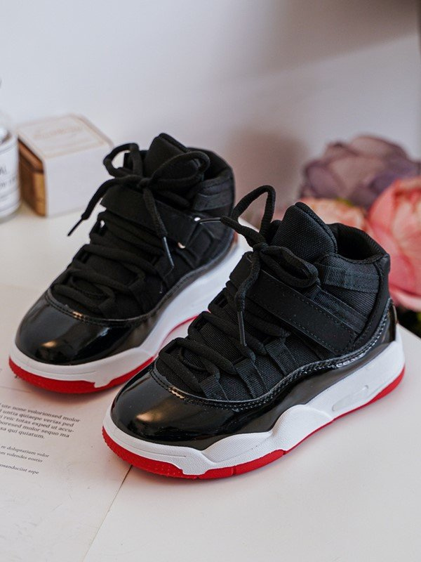 Dětské sportovní boty šněrovací černá-červená Darina 25