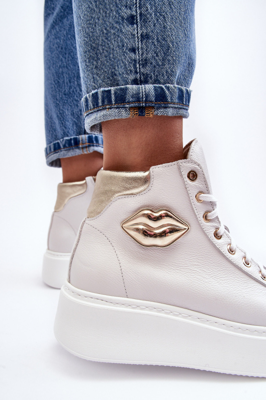 Dámské vysoké tenisky na zip Lemar bílé Katerin 37