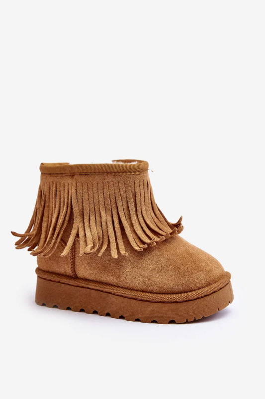 Zateplené dětské sněhule s ozdobnými třásněmi Camel Nimia 34
