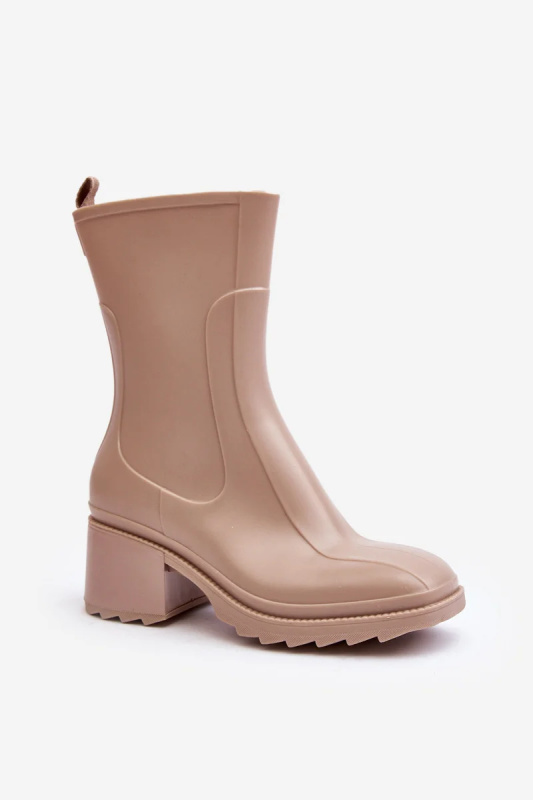 Dámské matné holínky na vysokém podpatku, béžová Bertaida 37