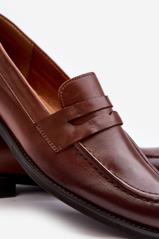 Mužské kožené polobotky Loafer Zazoo 1570/1 hnědé 45
