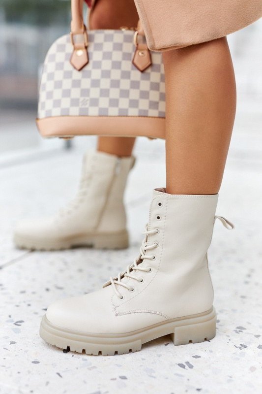 Kotníkové Ploché Workery Boty Béžové Rozelle 41