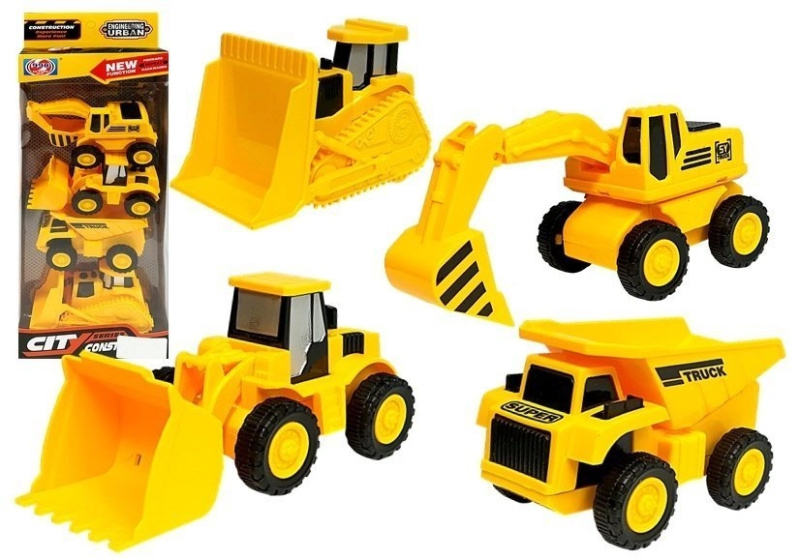 Lean Toys Sada stavebních vozidel 4 kusy s třecím pohonem