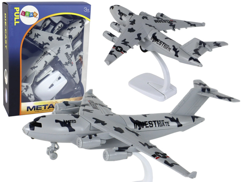 HW Lean Toys Vojenská šedá Camo UNITED figurka letadla-605