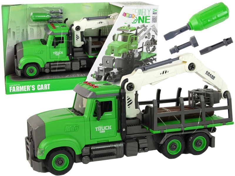 Lean Toys Nákladní vůz na dřevo s možností šroubování zelené