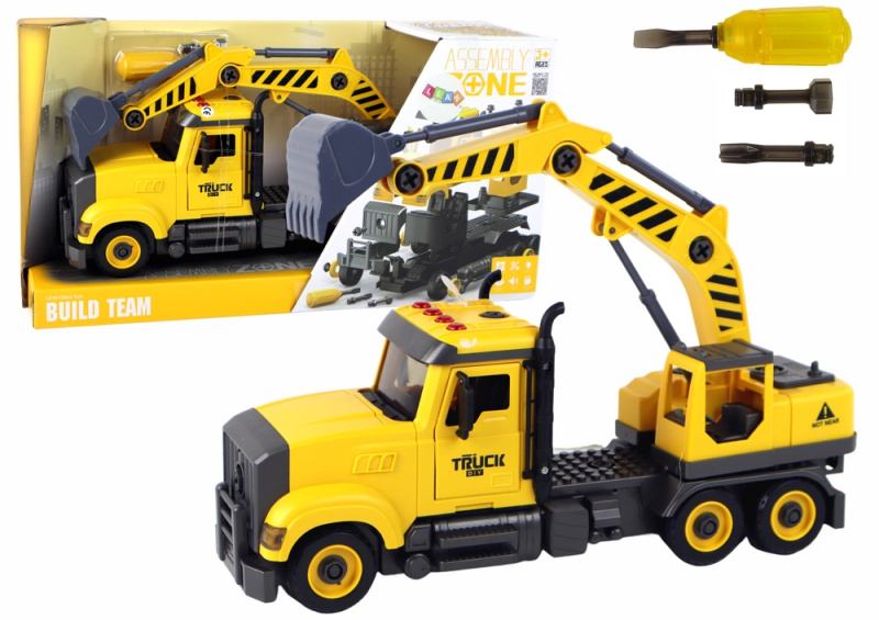 Lean Toys Nákladní auto s jeřábem žluté