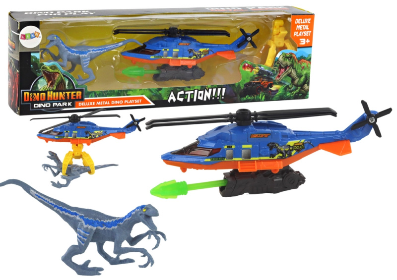 Dino Lean Toys Vrtulník Dinosauří park Modrý Park Set