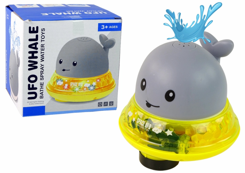 LEAN Toys Velryba Stříkající Vodu S Stojanem šedá