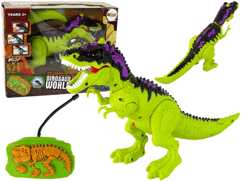 LEANToys Dinosaurus na dálkové ovládání se světlem a zvukem zelený