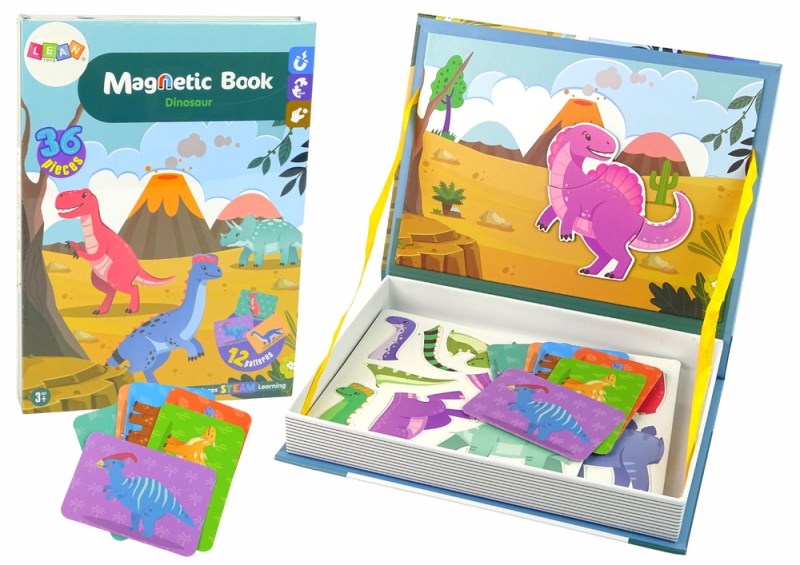 Lean Toys magnetická kniha Dinosauři 36 prvků