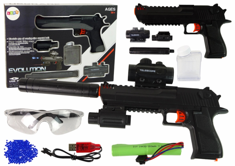 LEANToys Elektrické BB kuličkové pistole černé set 20 metrů