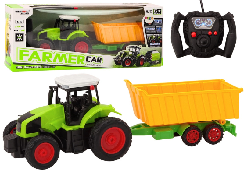 RC traktor s přívěsem 1:16, zelený