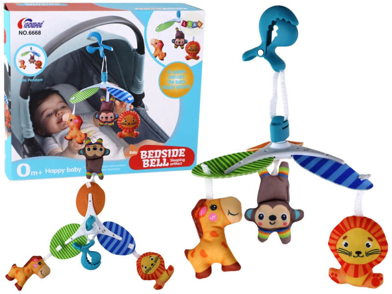 LEANToys Dětský kolotoč do postýlky s klipem se zvířátky