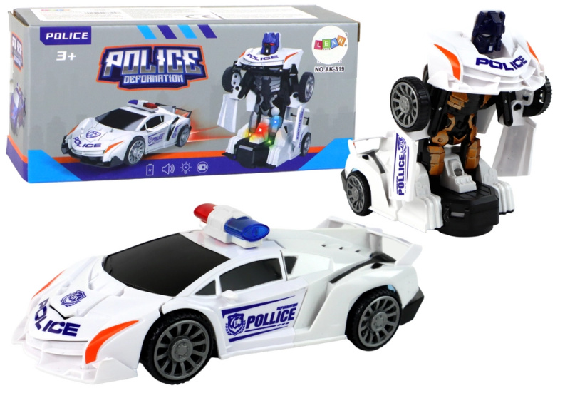 LEANToys Policejní robotické auto 2v1 bílé