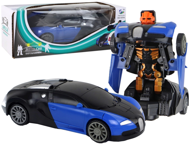 LEANToys Robotické auto 2v1 Bugatti s modrými světelnými efekty