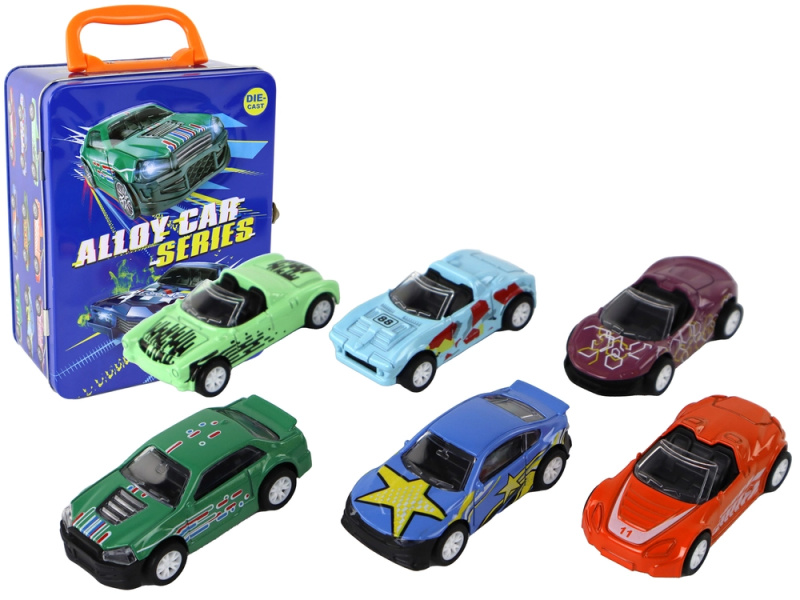 LEANToys Import Sada vozidel s třecím pohonem v kovovém pouzdře