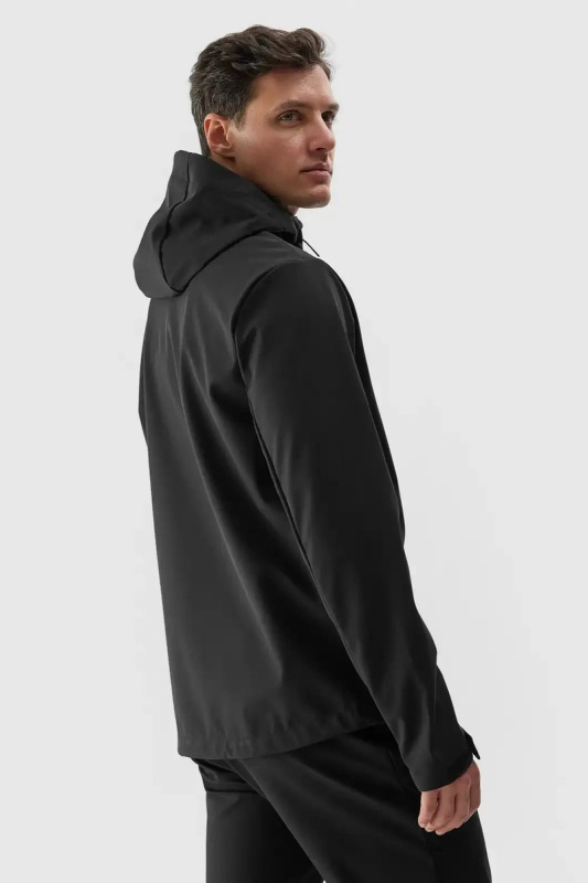 Pánská softshellová bunda s kapucí 4F Černá 4FWAW24TSOFM283-20S 3XL