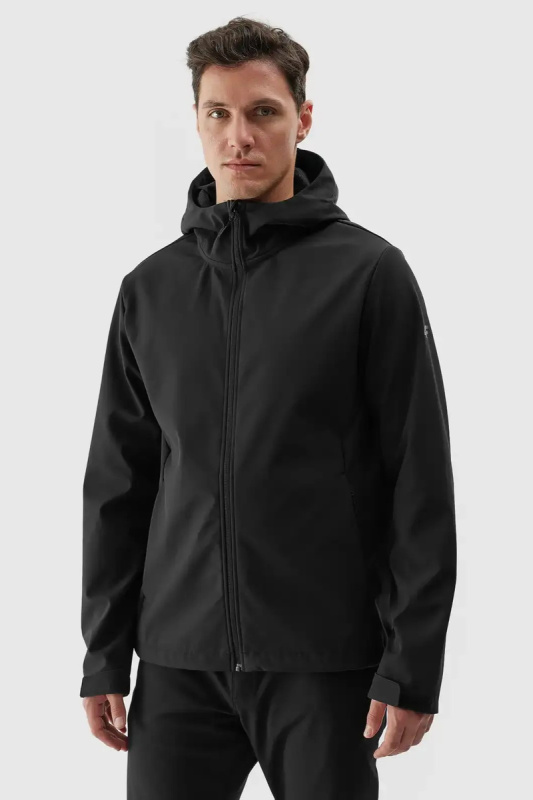 Pánská softshellová bunda s kapucí 4F Černá 4FWAW24TSOFM283-20S 3XL
