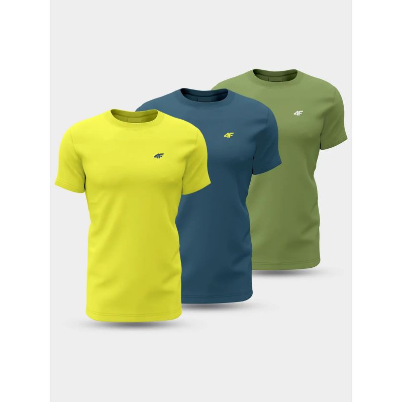 Trička 4F M 4FWSS24TTSHM1896-90S 3PAK pánské 5XL