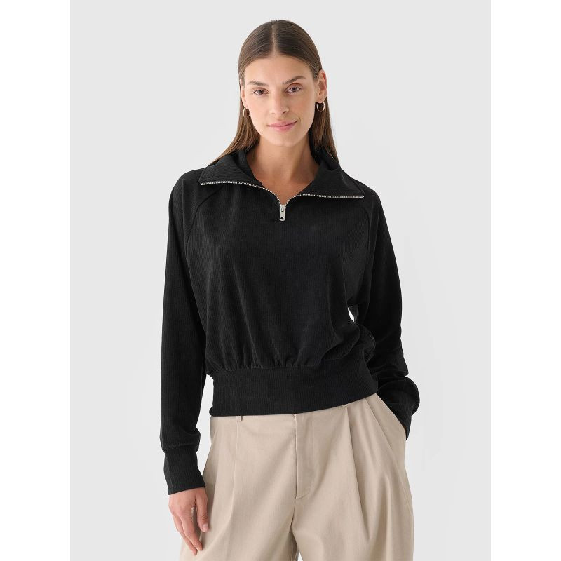 Dámská velurová mikina 4F 4FRAW24TSWSF2054-20S bez kapuce XL