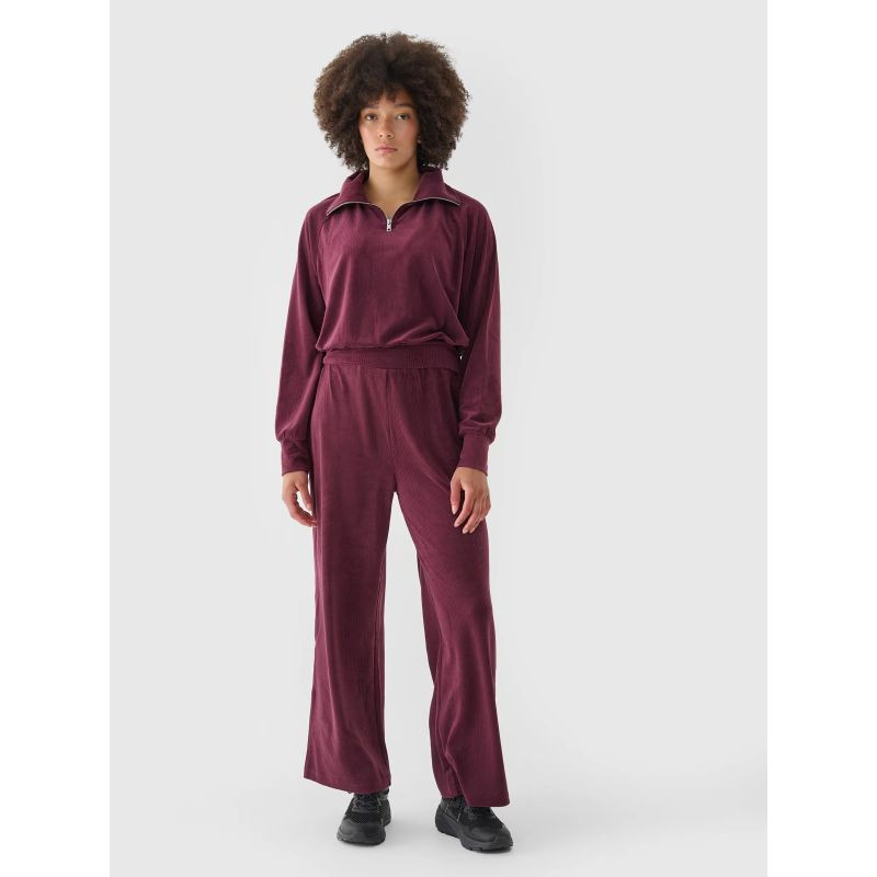 Dámské velurové tepláky s širokými nohavicemi 4F 4FRAW24TTROF1352-60S L