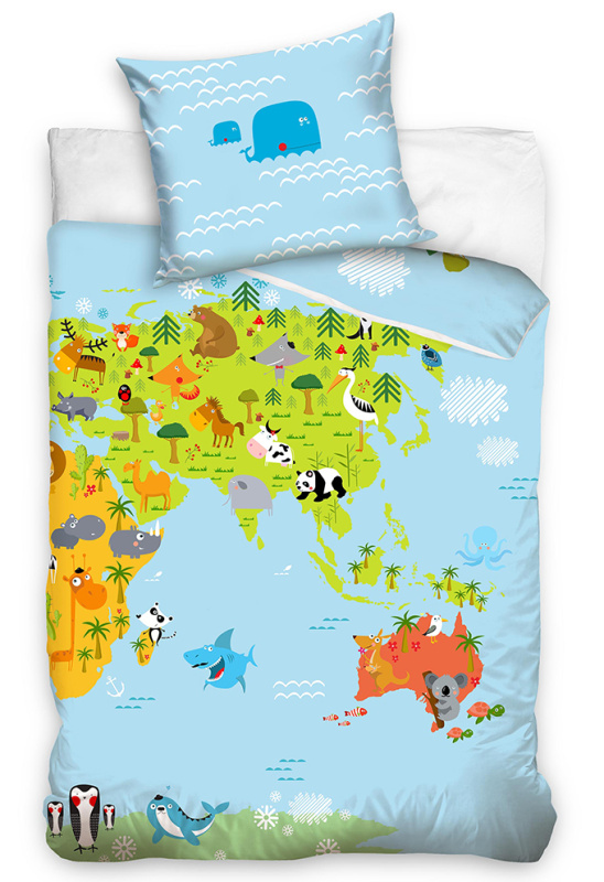 TipTrade s.r.o. Dětské povlečení Mapa Zvířat