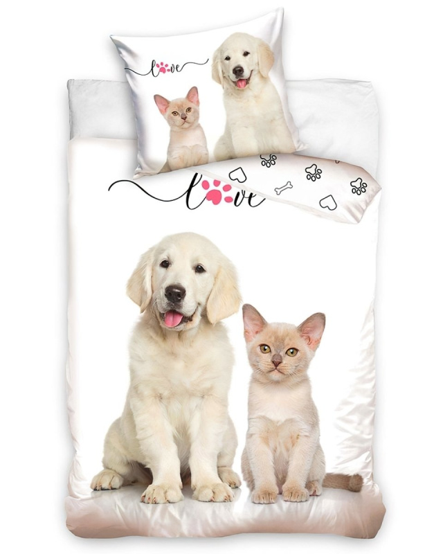 TipTrade Povlečení fototisk Štěňátko a koťátko Varianta: Povlečení fototisk Štěňátko a koťátko 140x200, 70x90 cm