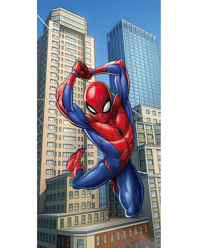 Carbotex Osuška SPIDERMAN OPERACE SILVER, modrá, froté, 70x140cm