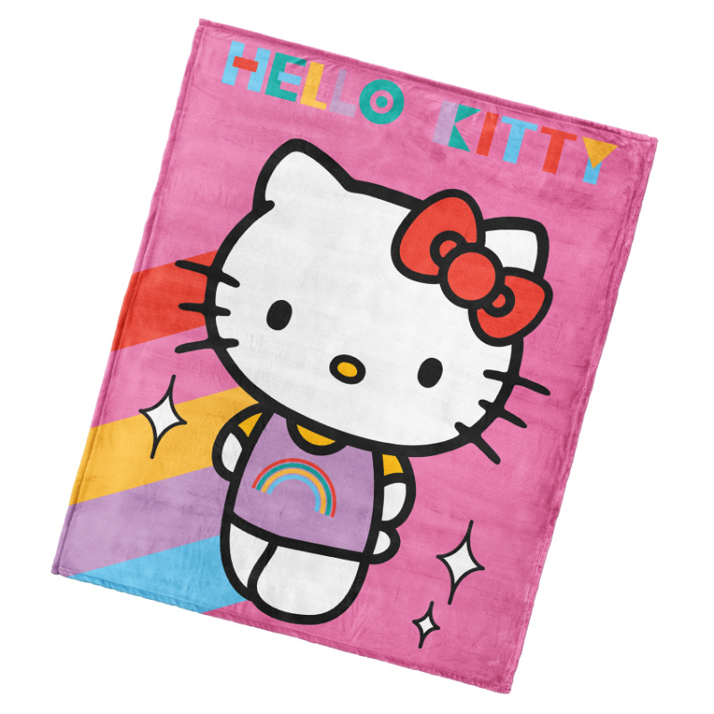Carbotex Dětská deka Hello Kitty Rainbow 130x160 cm
