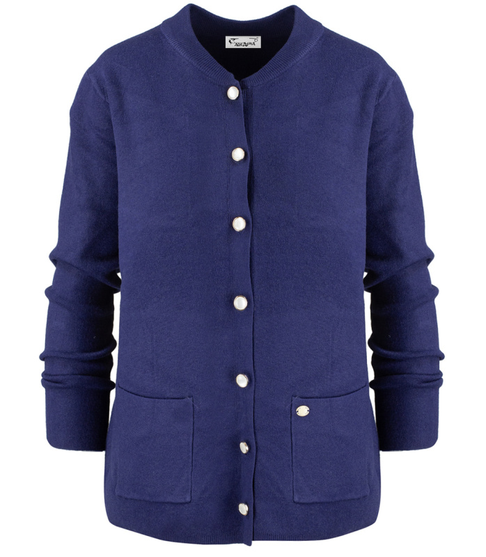 Pri Classic warm thick short cardigan sweater EMILIA decorative buttons