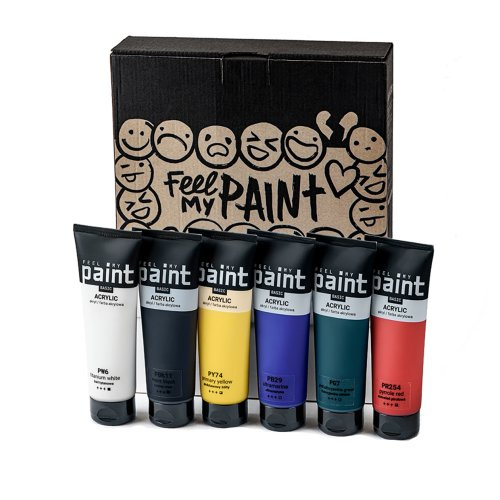 FeelMyPaint Sada akrylová barva FeelMyPaint 120 ml 6 barev