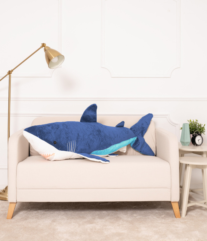 Velký plyšový žralok Adi modrý 130 cm