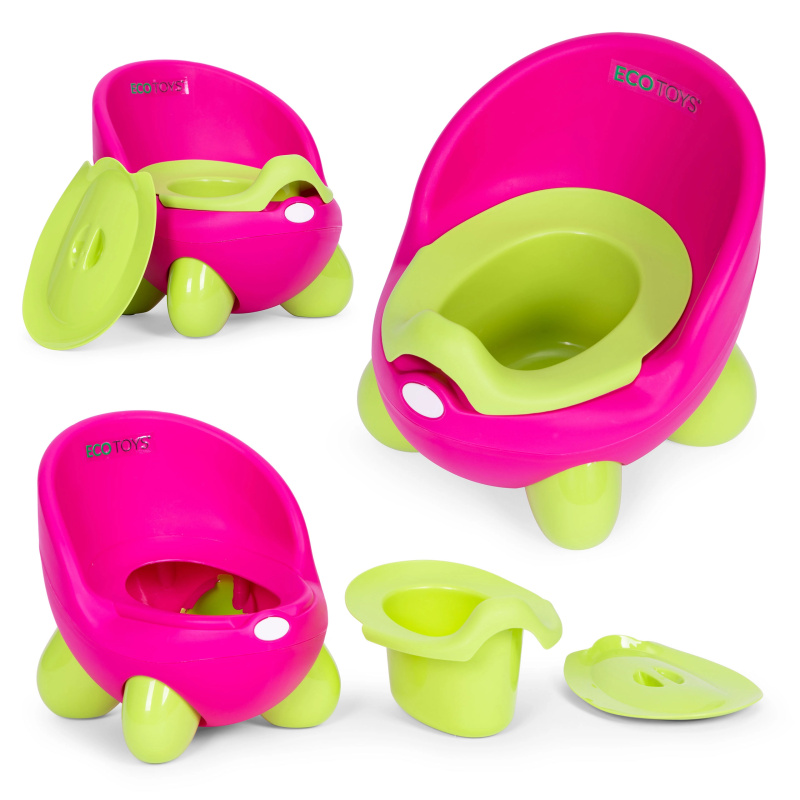 Ecotoys nočník s odnímateľnou vložkou protišmykové nožičky ružovo-zelený