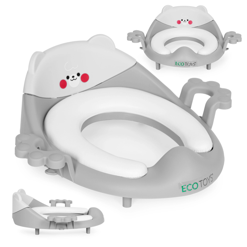 Ecotoys WC sedátko s překrývajícími se rukojeťmi s měkkým polštářem šedé