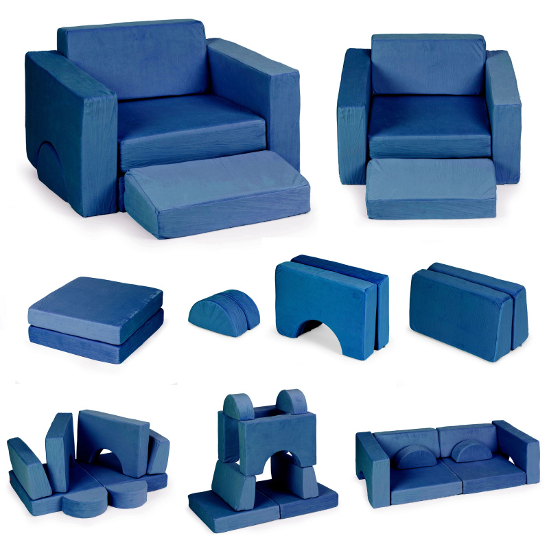 Modulární dětské křeslo s 8 polštáři ECOTOYS – Modrá