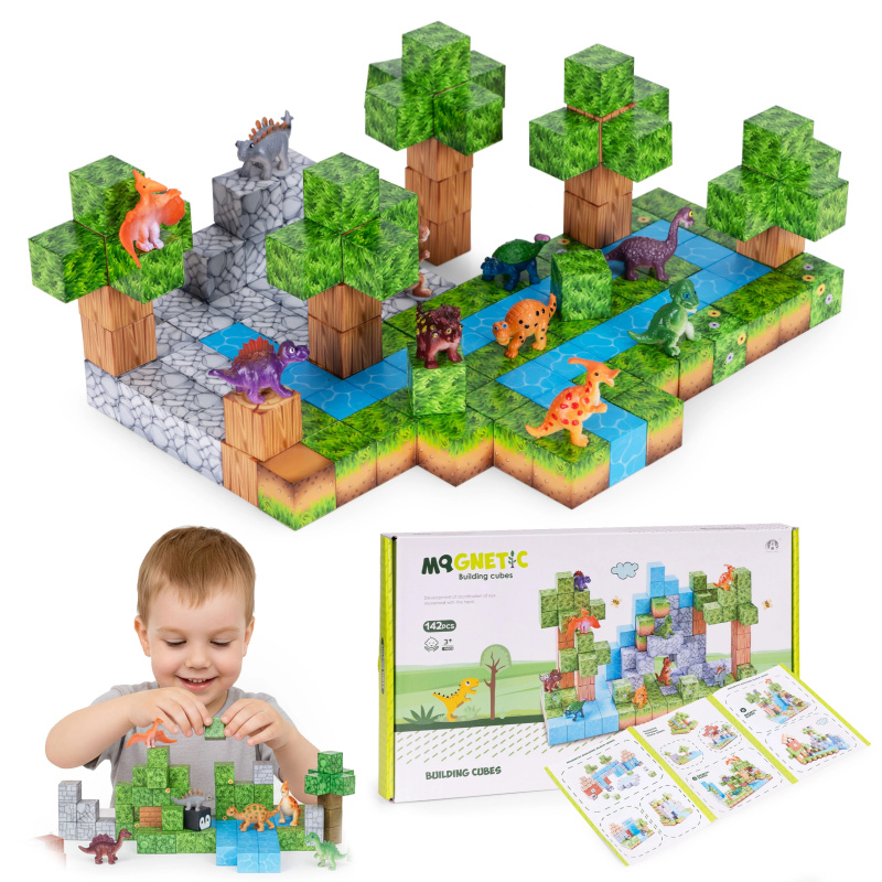 Magnetická stavebnice 142 kostek s dinosaury
