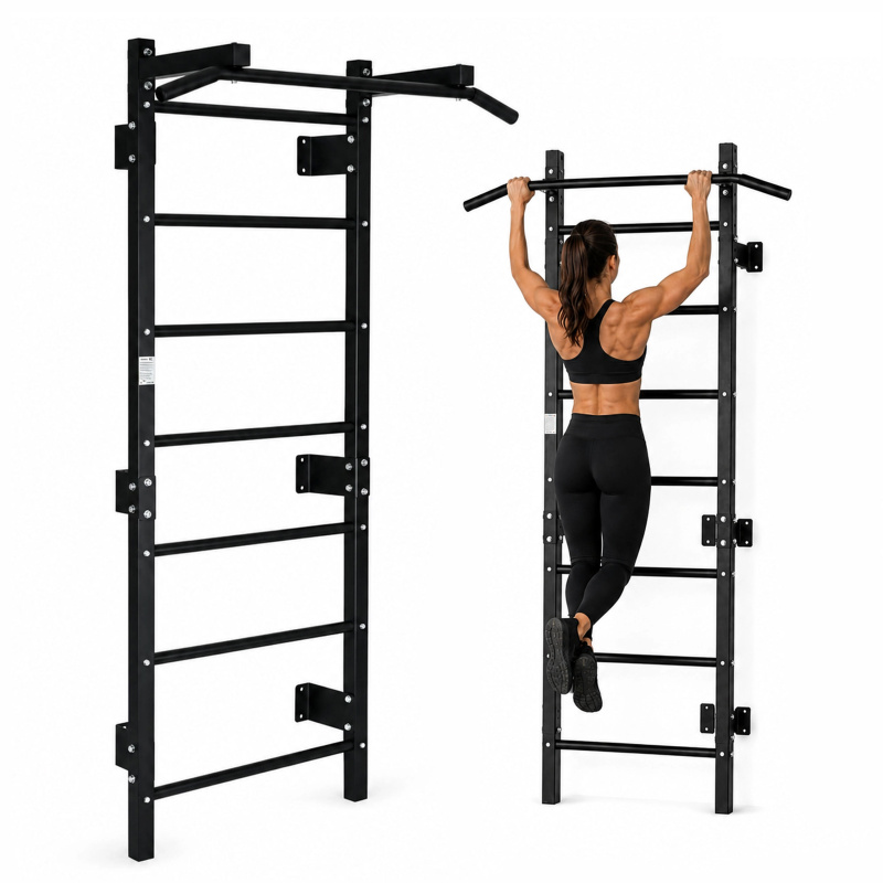 Žebřiny na zeď s hrazdou 228 cm Moveporo černé