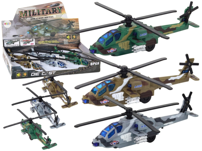 Lean Toys Vojenská helikoptéra Vojenská helikoptéra Hliníková mix zvuková světla