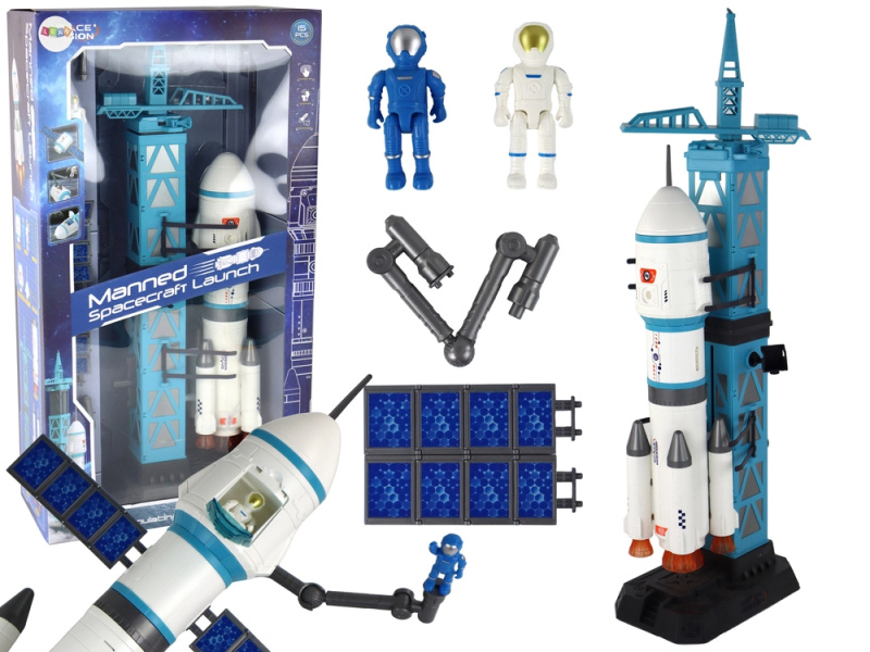LEANToys Vesmírná sada s raketou 15 prvků