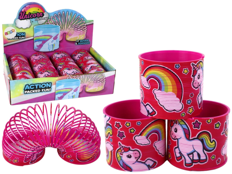 Lean Toys Dětská pružina tmavě růžová s jednorožcem