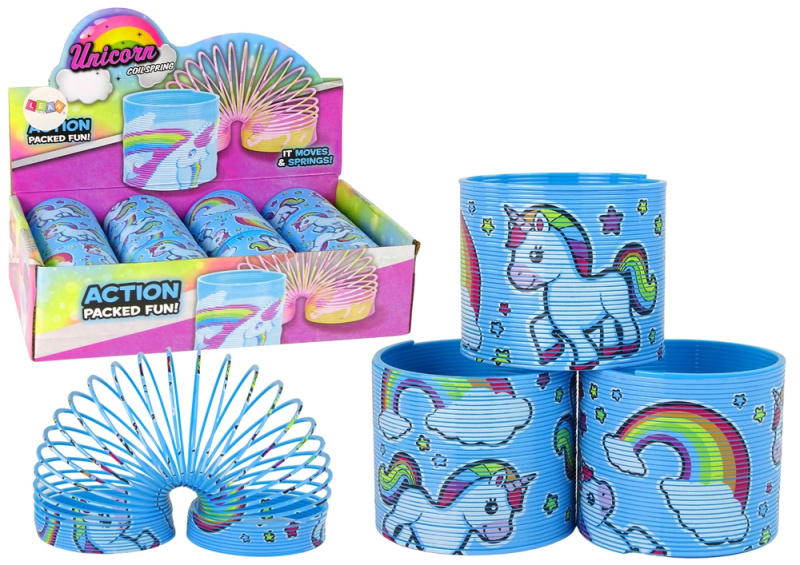 LEAN Toys Ikonické modré jednorožčí relaxační pružina 6CM