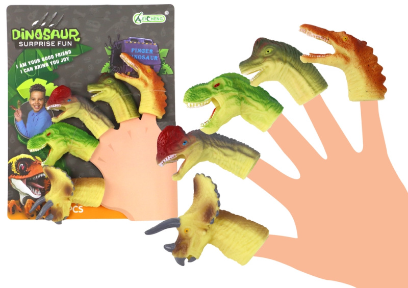 LEAN Toys Dinosauři Gumové loutky se smyslovými prsty