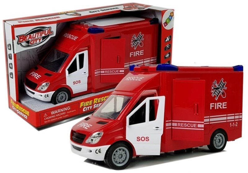 LEANToys Hasičský vůz se zvukem na setrvačník