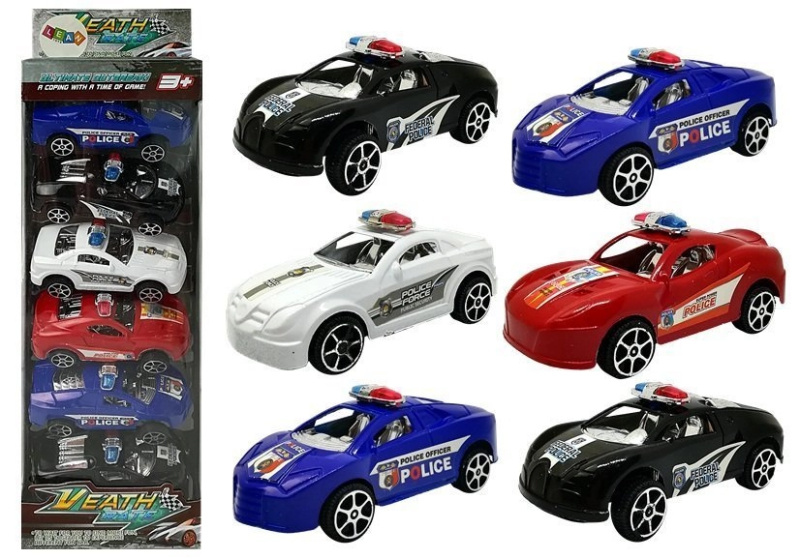 Lean Toys Sada aut, aut, policie, strážných, motorizovaných 6 ks