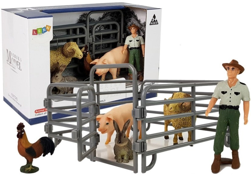 LeanToys Sada domácích zvířat s farmářem