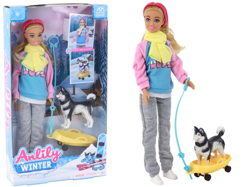 LEANToys Anlily s pejskem Husky a doplňky