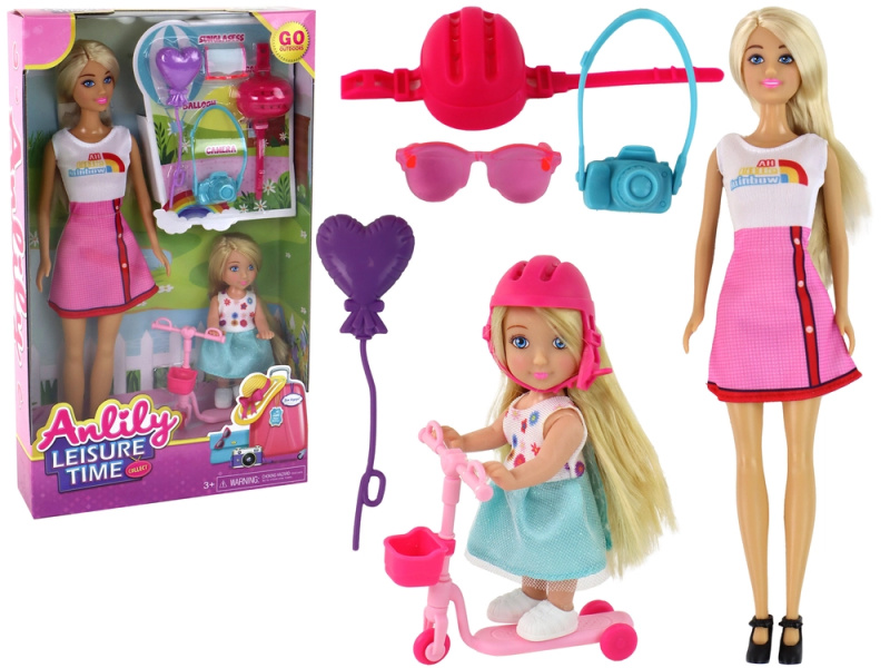 LEANToys Anlily s holčičkou na koloběžce