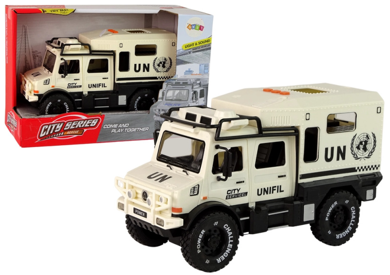 Lean Toys Off-Road Vehicle City Service Béžová zvuková kontrolka otevíracích dveří