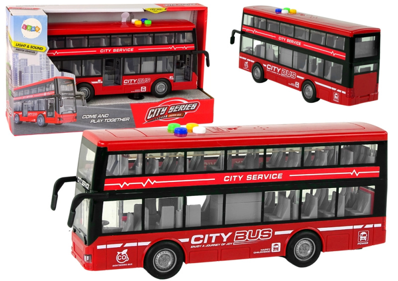 Autobus Světla Zvuky Třecí pohon 1:16 – Červený